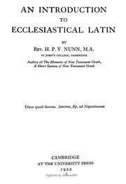 An Introduction To Ecclesiastical Latin by H. P. V. Nunn
