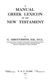 Cover of: A manual Greek lexicon of the New Testament by George Abbott-Smith