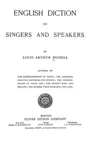 Cover of: English diction for singers and speakers