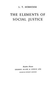 Cover of: The elements of social justice