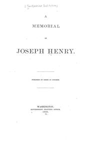 Cover of: A memorial of Joseph Henry. by Smithsonian Institution