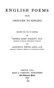 Cover of: English poems from Chaucer to Kipling