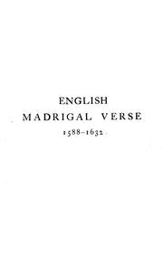 Cover of: English madrigal verse, 1588-1632