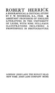 Cover of: Robert Herrick; a biographical & critical study
