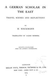 Cover of: A German scholar in the East: travel scenes and reflections