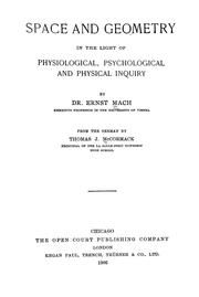 Cover of: Space and geometry in the light of physiological, psychological and physical inquiry