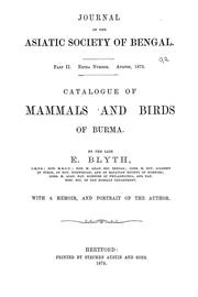Cover of: Catalogue of mammals and birds of Burma.