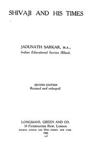 Cover of: Shivaji and his times by Sarkar, Jadunath Sir