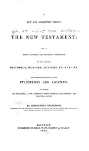 Cover of: A new and corrected version of the New Testament by By Rodolphus Dickinson.