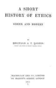 Cover of: A short history of ethics, Greek and modern