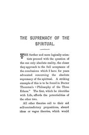 The supremacy of the spiritual by Edward Randall Knowles
