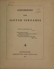 Cover of: Concerning some Scotch surnames ...