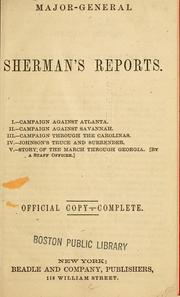 Cover of: Major-General Sherman's reports by William T. Sherman
