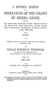 Cover of: A rev. ed. of the ordinances of the colony of Sierra Leone