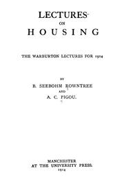 Cover of: Lectures on housing ... by B. Seebohm Rowntree