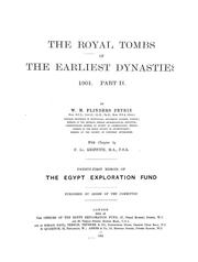 Cover of: The royal tombs of the first dynasty, 1900-1901.