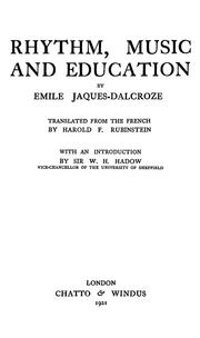 Cover of: Rhythm, music and education