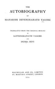 Cover of: The autobiography of Maharshi Devendranath Tagore