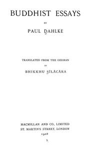 Cover of: Buddhist essays by Paul Dahlke
