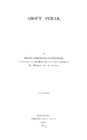 About Perak by Swettenham, Frank Athelstane Sir