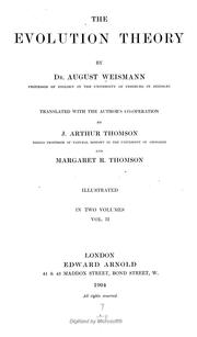 Cover of: The evolution theory by August Weismann