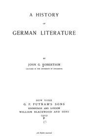 Cover of: A history of German literature by Robertson, John George