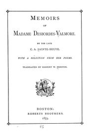 Cover of: Memoirs of Madame Desbordes-Valmore.