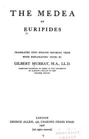 Cover of: The  Medea of Euripides