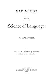 Cover of: Max Müller and the Science of language: a criticism