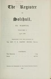 Cover of: The register of Solihull, Co. Warwick ... by Solihull, Eng. (Parish)