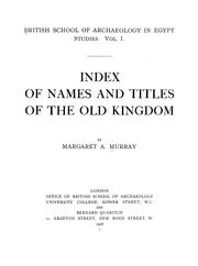 Cover of: Index of names and titles of the old kingdom