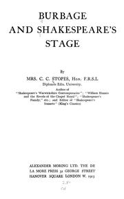 Cover of: Burbage and Shakespeare's stage