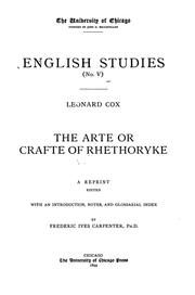 The arte or crafte of rhethoryke by Cox, Leonard