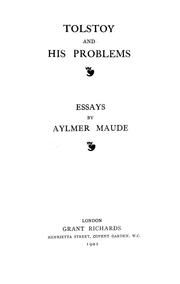 Cover of: Tolstoy and his problems.
