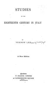 Cover of: Studies of the eighteenth century in Italy