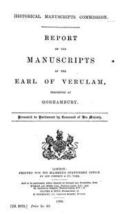 Cover of: Report on the manuscripts of the Earl of Verulam, preserved at Gorhambury by Great Britain. Royal Commission on Historical Manuscripts