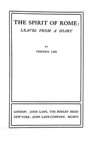 Cover of: The spirit of Rome: leaves from a diary