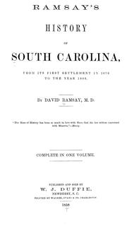 Cover of: Ramsay's history of South Carolina: from its first settlement in 1670 to the year 1808.