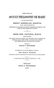 Cover of: Three books of occult philosophy or magic