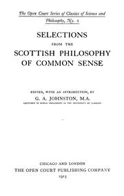 Cover of: Selections from the Scottish philosophy of common sense