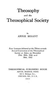 Cover of: Theosophy and the theosophical society