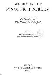 Cover of: Studies in the synoptic problem by A. Sanday