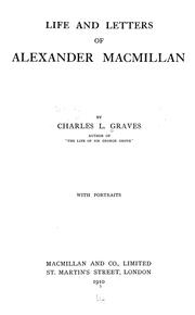 Cover of: Life and letters of Alexander Macmillan