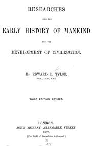 Cover of: Researches into the early history of mankind and the development of civilization