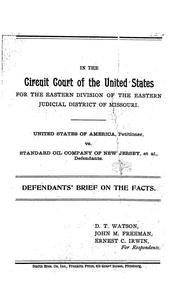Cover of: United States of America, petitioner, v. Standard oil company of New Jersey et al., defendants.: Defendants' brief on the facts.