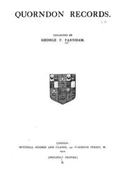 Cover of: Quorndon records by George F. Farnham