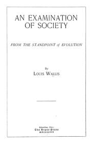 Cover of: An examination of society from the standpoint of evolution