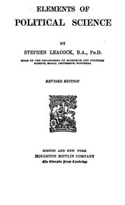 Cover of: Elements of political science by Stephen Leacock