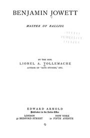 Cover of: Benjamin Jowett: master of Balliol