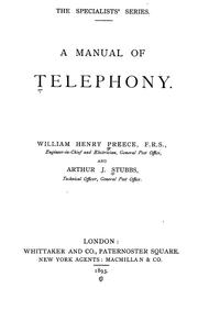 Cover of: A manual of telephony.